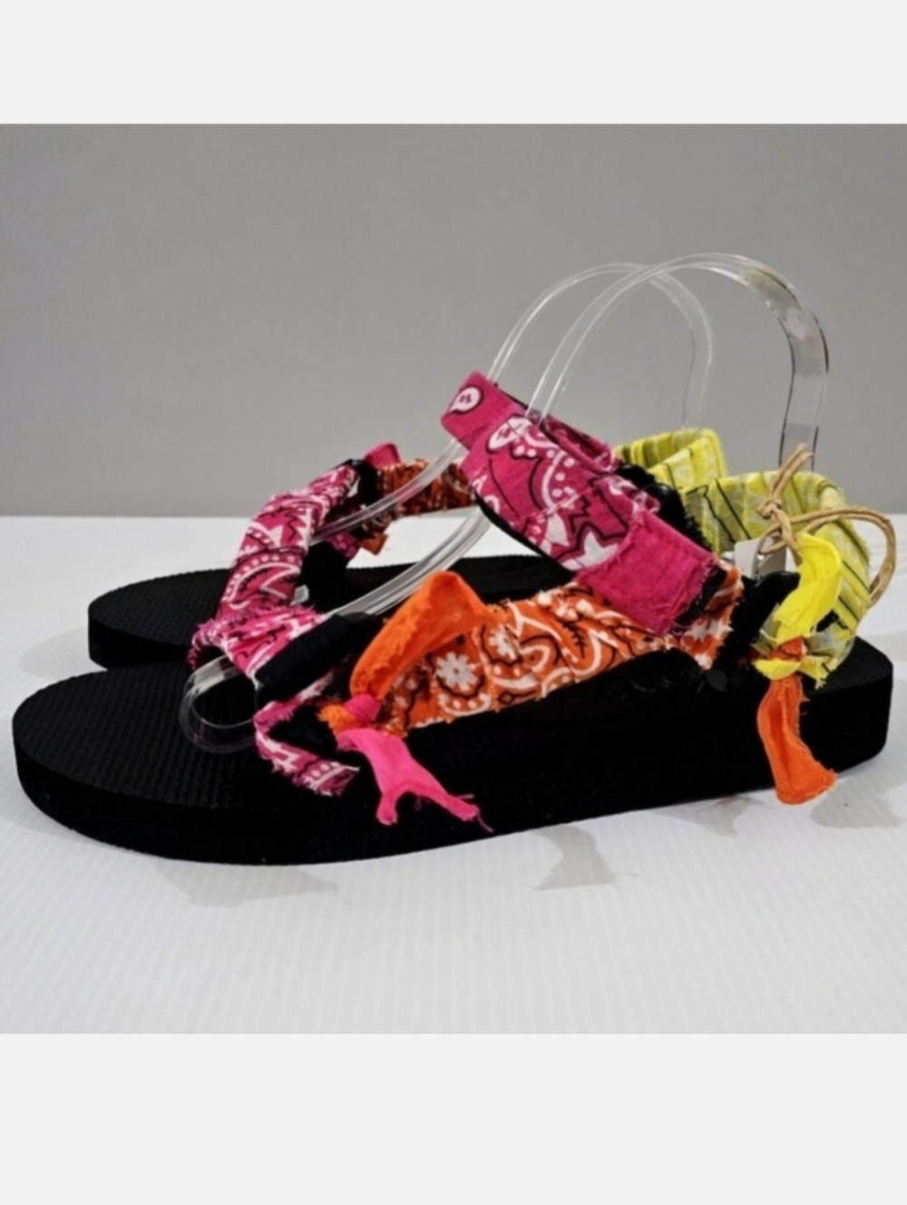 NEW Arizona Love Trekky Sandal EU 41 Black Pink Red Yellow Colorblock Bandana